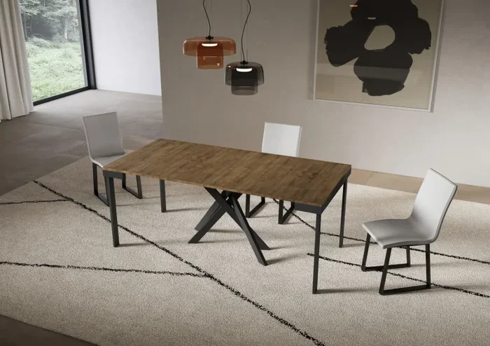 Consolle Allungabile 90-300x40x77 cm Saki Evolution Noce Gambe Antracite - immagine 3