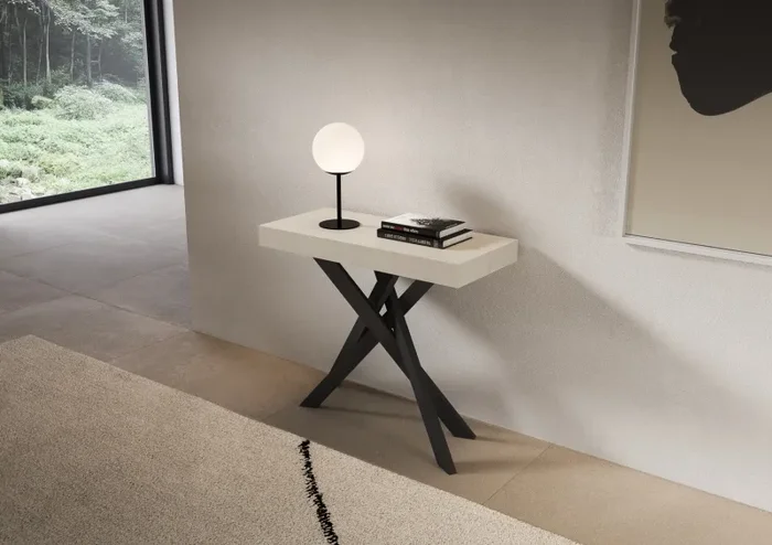 Consolle Allungabile 90-300x40x77 cm Saki Premium Cashmere Gambe Antracite - immagine 2