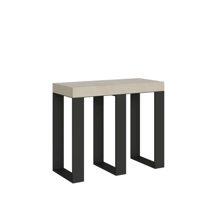 Consolle Allungabile 90-300x40x77 cm Sintesi Cashmere Telaio Antracite