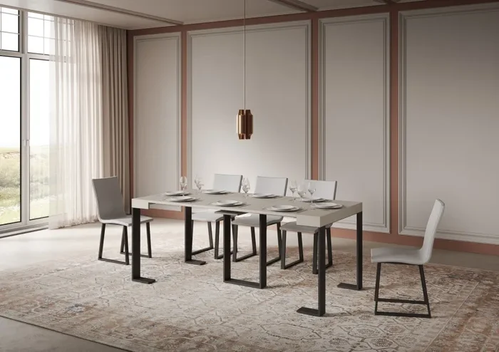 Consolle Allungabile 90-300x40x77 cm Sintesi Cashmere Telaio Antracite - immagine 3