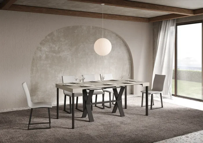 Consolle Allungabile 90-300x40x77 cm Xenia Cashmere Telaio Antracite - immagine 3