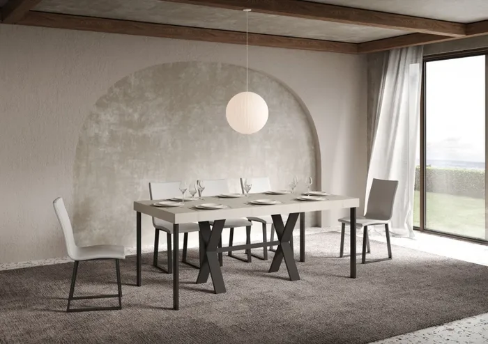 Consolle Allungabile 90-300x40x77 cm Xenia Premium Cashmere Telaio Antracite - immagine 3