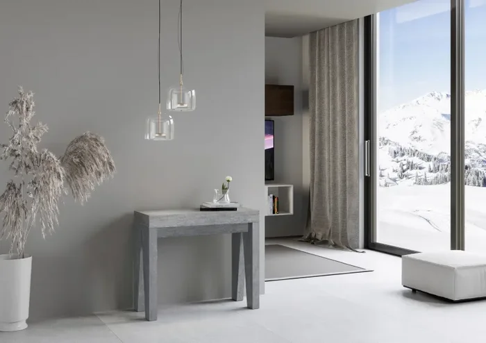 Consolle Allungabile 90-300x42x77 cm in Nobilitato Grigio - immagine 2