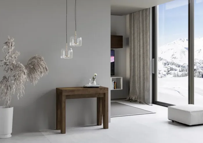 Consolle Allungabile 90-300x42x77 cm in Nobilitato Marrone - immagine 2