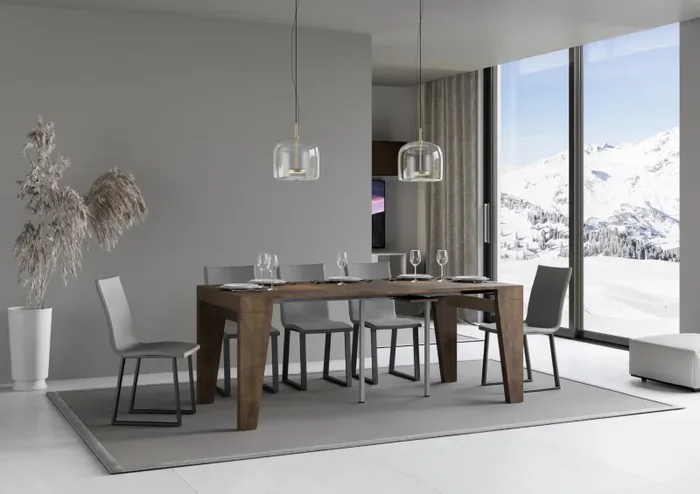 Consolle Allungabile 90-300x42x77 cm in Nobilitato Marrone - immagine 3