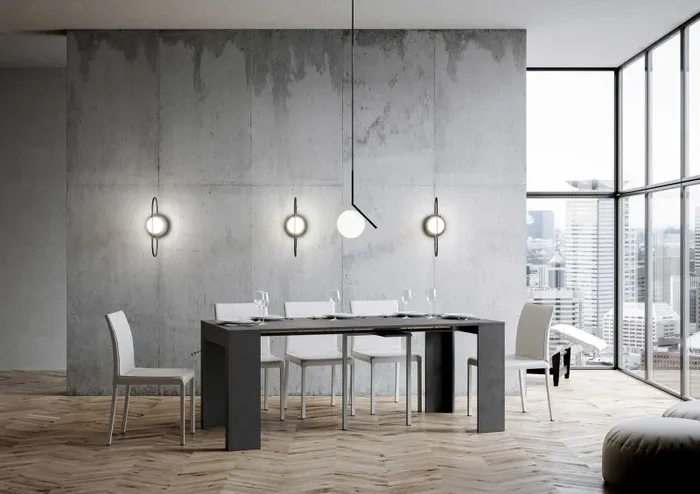 Consolle Allungabile 90-302x42x76.8 cm in Nobilitato Grigio - immagine 3