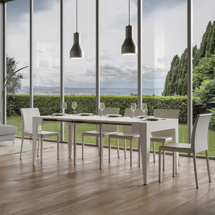 Consolle Allungabile 90-302x42x77 cm in Nobilitato Bianco - immagine 3