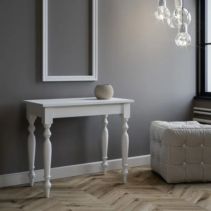 Consolle Allungabile 90-308x48x77 cm in Nobilitato Bianco Vendita calda - immagine 2