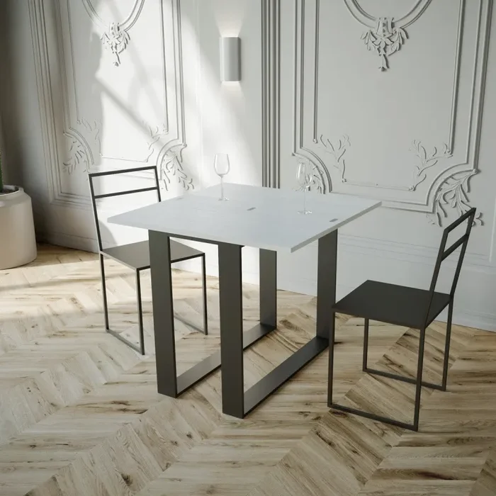 Consolle Allungabile 90-x45-90×80 cm in Nobilitato Bianco - immagine 2