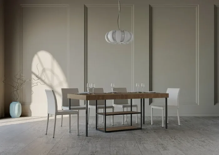 Consolle Allungabile da Esterno in Legno e Ferro H77x40x90/300cm Camelia Abete Tinto Foldin - immagine 3