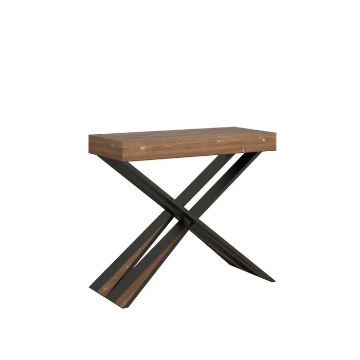 Consolle Allungabile da Esterno in Legno e Ferro H77x40x90/300cm Lilla Abete Tinto Classica Vendita online