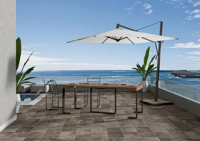 Consolle Allungabile da Esterno in Legno e Ferro H77x40x90/300cm Viola Abete Tinto Classica - immagine 3