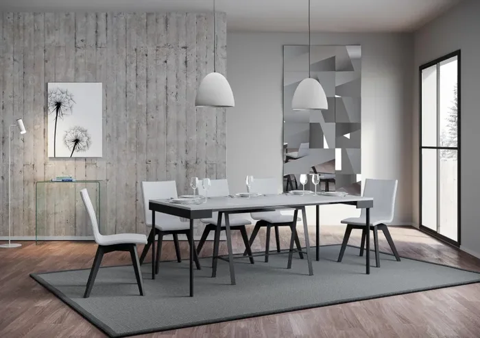 Consolle Allungabile in Legno e Ferro H77x40x90/300cm Banco Bianco Frassino Classica - immagine 3