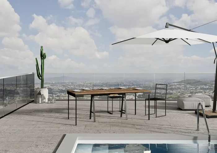 Consolle Allungabile in Legno e Ferro H77x40x90/300cm Banco Evolution Abete Tinto Classica - immagine 3