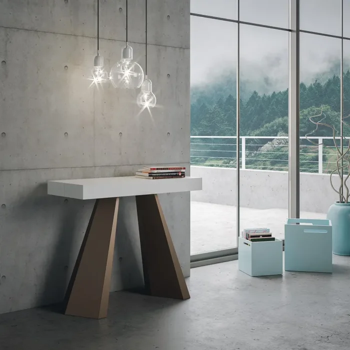 Consolle Allungabile in Legno e Ferro H77x40x90/300cm Diamante Bianco Frassino Orso Classica - immagine 2