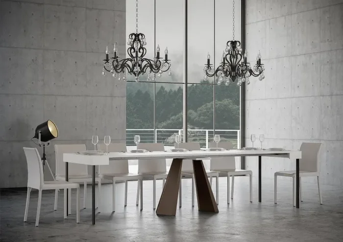 Consolle Allungabile in Legno e Ferro H77x40x90/300cm Diamante Bianco Frassino Orso Classica - immagine 3