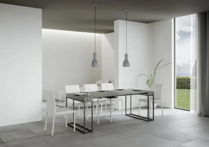 Consolle Allungabile in Legno e Ferro H77x40x90/300cm Epoca Cemento Classica - immagine 3