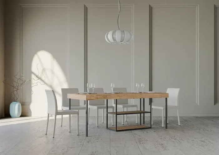 Consolle Allungabile in Legno e Ferro H77x40x90/300cm Plano Premium Quercia Folding - immagine 3