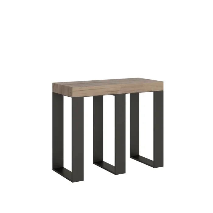 Consolle Allungabile in Legno e Ferro H77x40x90/300cm Sintesi Premium Rovere Folding Vendita calda