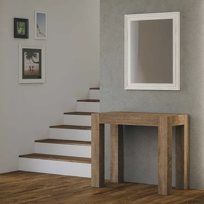 Consolle Allungabile in Legno H76,6x46x90/306cm Look Noce Classica Moda - immagine 2