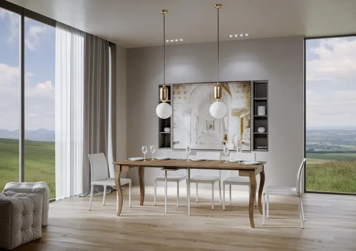 Consolle Allungabile in Legno H77x48x90/308cm Olanda Noce Classica In saldo - immagine 3