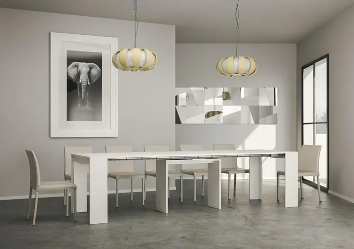 Consolle Allungabile in Legno H78x42x90/302cm Itamoby Pulcinella Bianco Opaco Classica