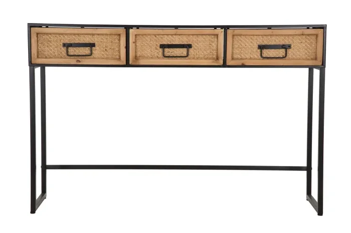 Consolle Fissa 3 Cassetti 120x35x78 cm in Metallo e Legno - immagine 2