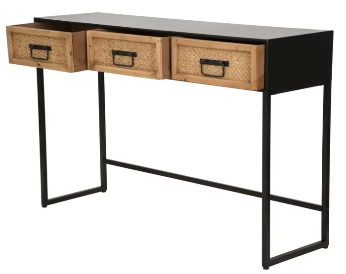 Consolle Fissa 3 Cassetti 120x35x78 cm in Metallo e Legno - immagine 3