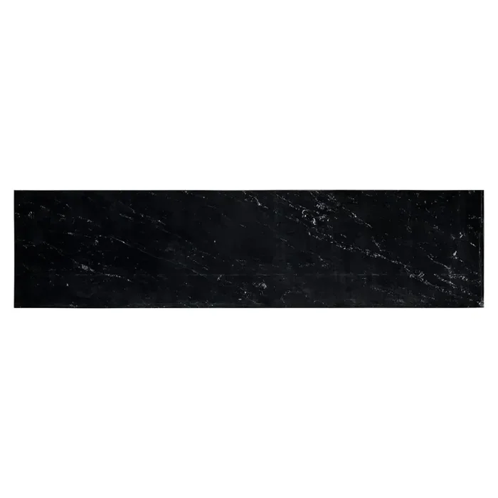 CONSOLLE LUNA IN ALLUMINIO E MARMO ORO ANTICO E NERO (140x35x78cm) - immagine 3