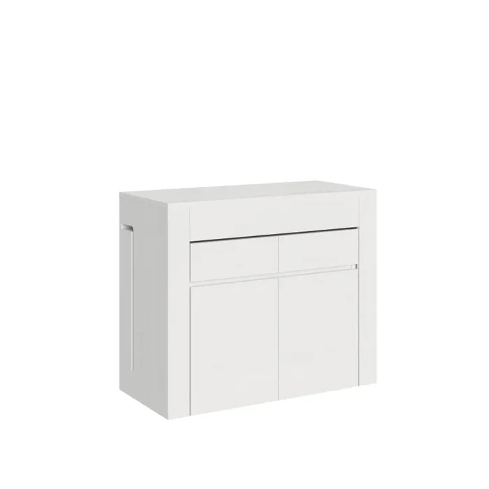 Consolle Tavolo Allungabile 90-302x42x75 cm Evolve Bianco Frassino con Panca Inferiore e Superiore Online