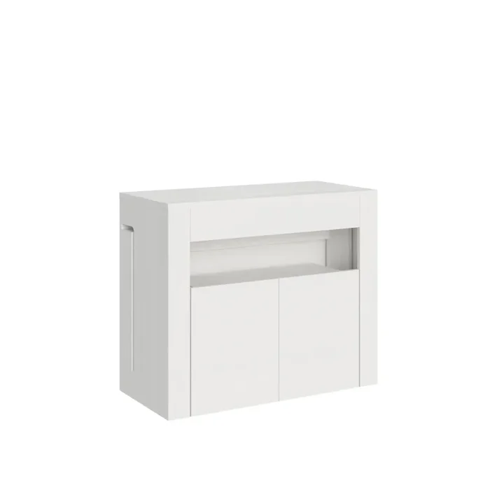 Consolle Tavolo Allungabile 90-302x42x75 cm Evolve Bianco Frassino con Panca Inferiore