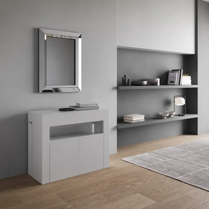 Consolle Tavolo Allungabile 90-302x42x75 cm Evolve Bianco Frassino con Panca Inferiore - immagine 2