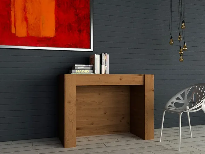 Consolle Tavolo Allungabile in Melamina 42/302x95x76cm TFT Moon Rovere Nodi