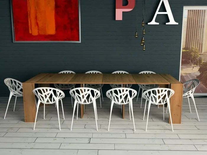 Consolle Tavolo Allungabile in Melamina 42/302x95x76cm TFT Moon Rovere Nodi - immagine 2