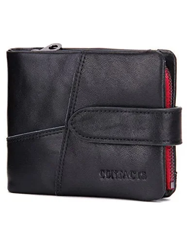 Contacts – Portafoglio da uomo in vera pelle, con porta carte di Nero
