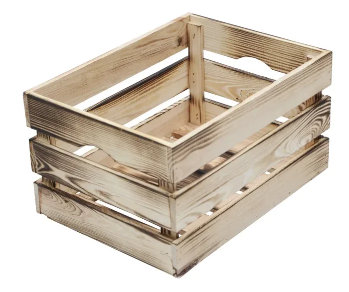 Contenitore a Cassetta Salvaspazio 40x30x24 cm in Legno Effetto Fiammato Naturale Moda