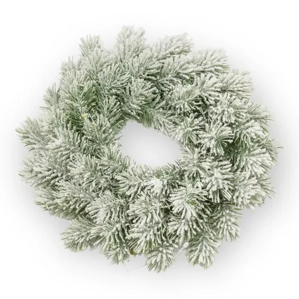 Conti Corona Natale Pino Innevato D 25 Cm Bianco Verde