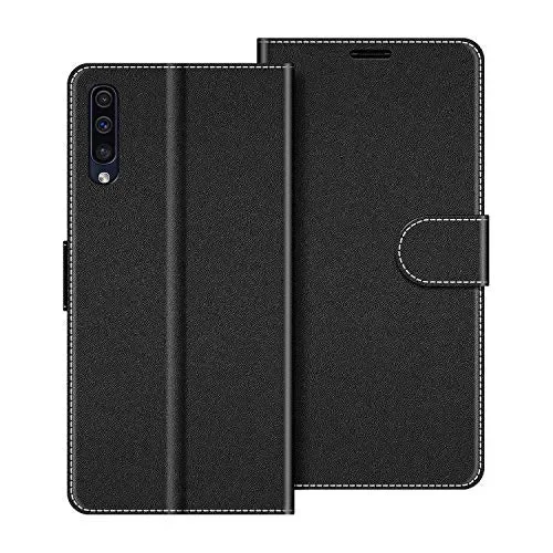 COODIO Custodia per Samsung Galaxy A50, in Pelle Nero