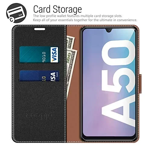 COODIO Custodia per Samsung Galaxy A50, in Pelle Nero - immagine 3