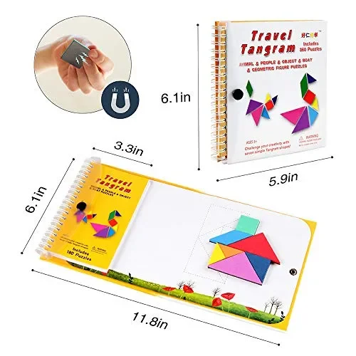 Coogam Tangram magnetici da Viaggio Tangrams Gioco Jigsaw Shapes… - immagine 2