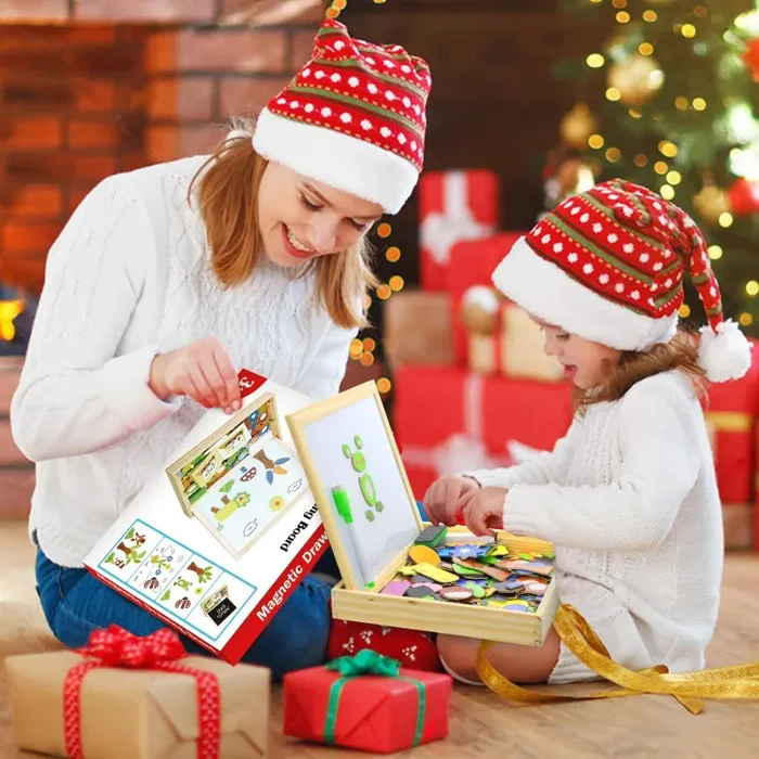 COOLJOY Puzzle Magnetico Legno, Giocattolo di Legno Bambini con Double Face Disegno cavalletto Lavagna, apprendimento educativo per Bambini (Nmodello Animale)…