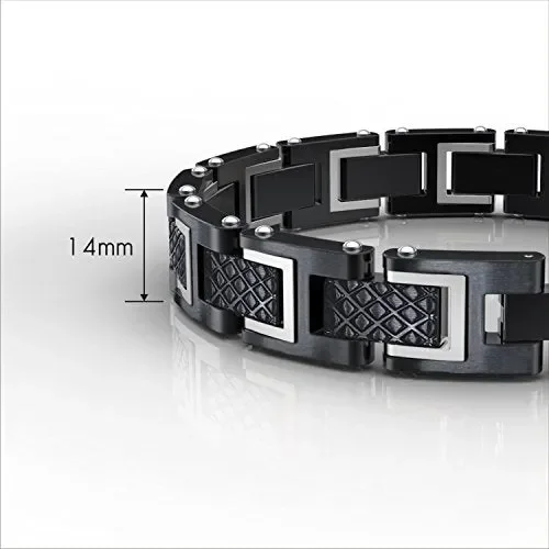 COOLMAN – Bracciale da uomo, Braccialetto in acciaio Argento + Nero - immagine 3