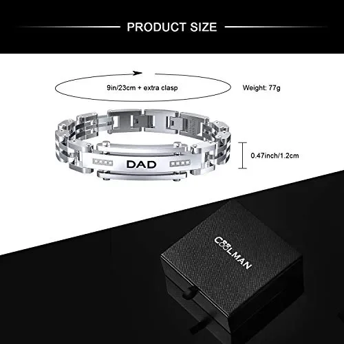 COOLMAN Bracciale da Uomo Regolabile per papà Papa Dad con Acciaio Vendita calda - immagine 2