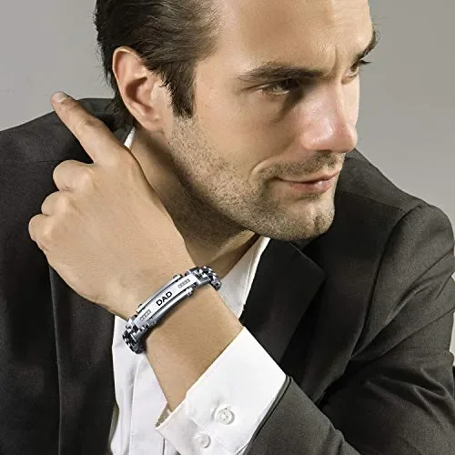 COOLMAN Bracciale da Uomo Regolabile per papà Papa Dad con Acciaio Vendita calda - immagine 3