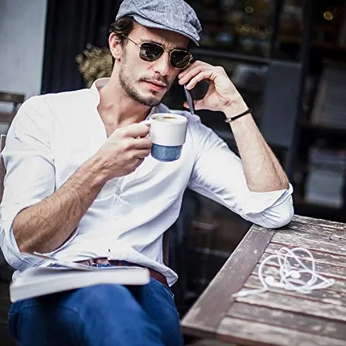 COOLMAN Braccialetto in Pelle per Uomo Bracciale Polsino Blu(21.5cm) - immagine 3