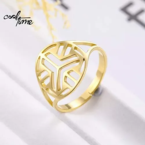 cooltime Anello da Donna in Acciaio Inox Trinity Hollow out Lady Oro - immagine 2