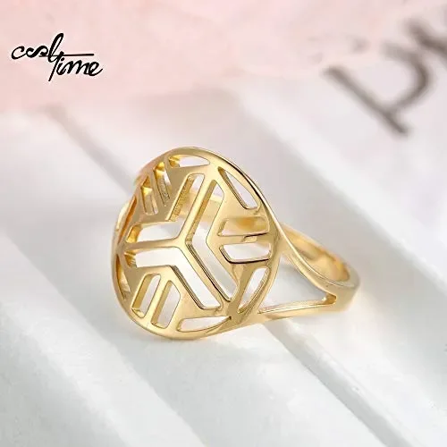 cooltime Anello da Donna in Acciaio Inox Trinity Hollow out Lady Oro - immagine 3