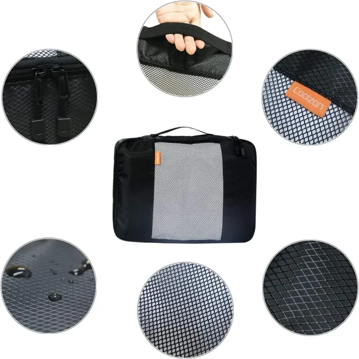 Coolzon Packing Cube per Viaggio Organizer Valigie Compressione per Scarpe Valigie Organizer Set di 4 Pacchi Grigio In saldo - immagine 3