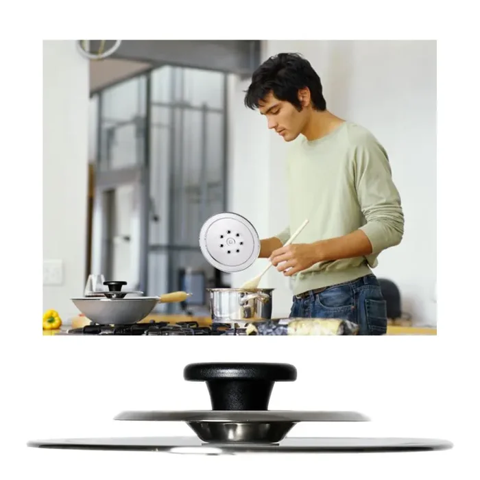 Coperchio Magico Antiodore Ventur Magic in Acciaio Inox Pomolo Nero Varie Misure - immagine 2