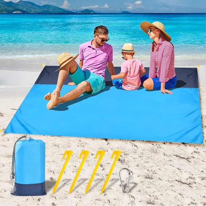 Coperta da Spiaggia, GeeRic 210*200CM Tappetino da Spiaggia Coperta da Picnic Spiaggia Portatile Impermeabile Durevole Anti-Strappo/Sabbia Coperta per Spiaggia+4 Pioli+Borsa per Picnic,Viaggi Arancia
